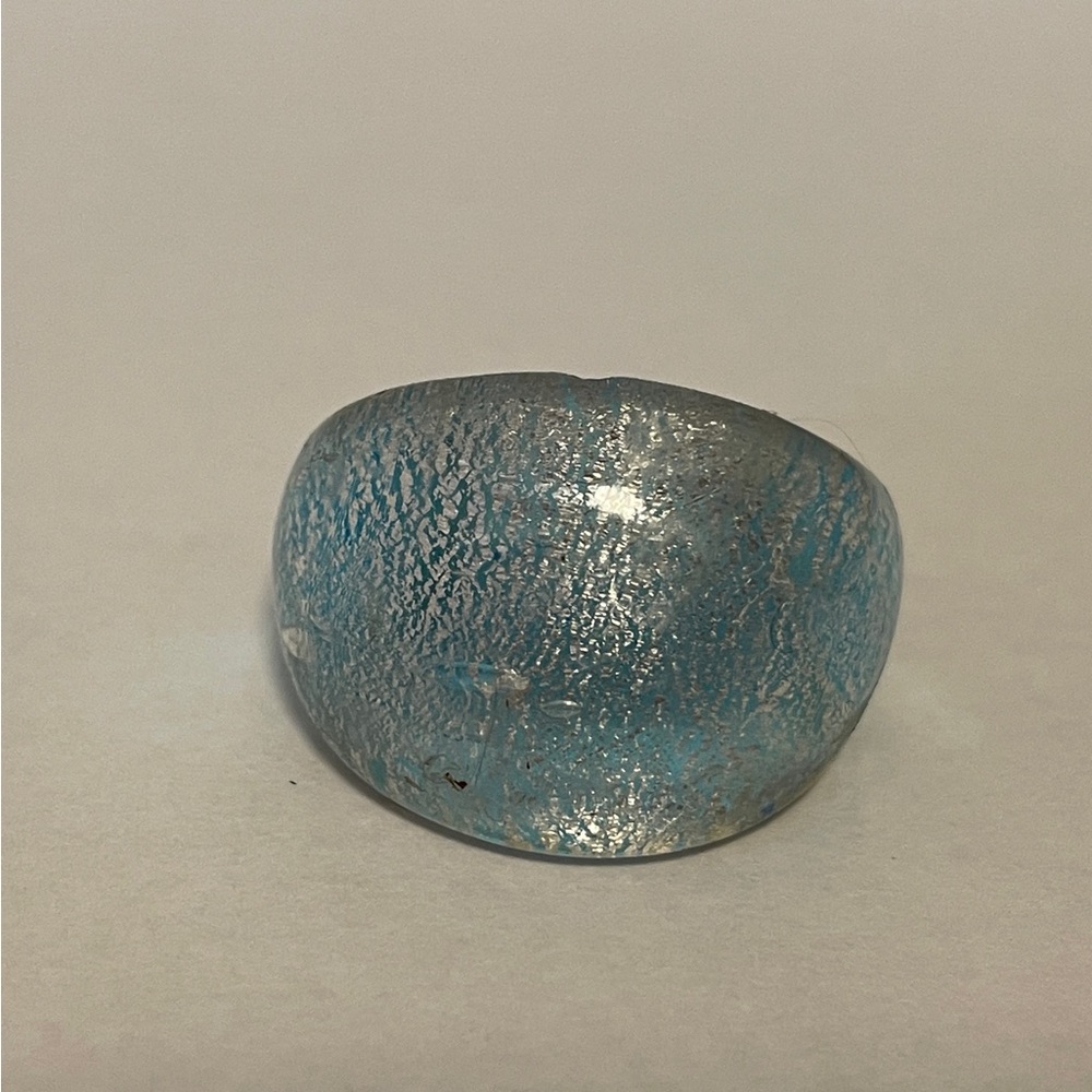 Blue and Silver Textured Resin Ring